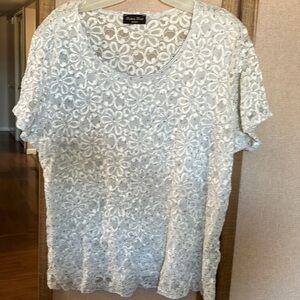 Brittney black Silver White Short Sleeve Blouse 3x